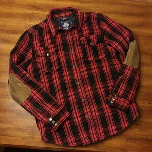 American Rag Flannel Jacket with leather patches